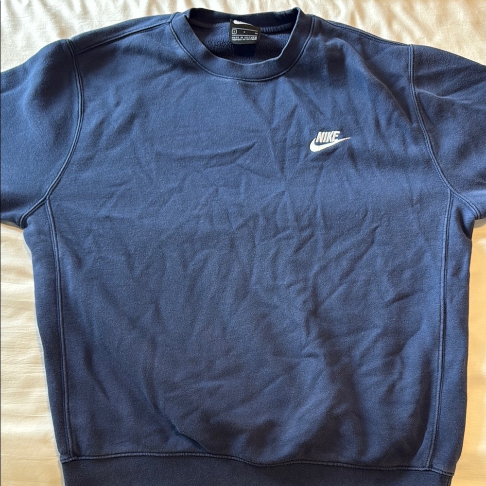 Nike Blue Crewneck Sweater with Classic Swoosh